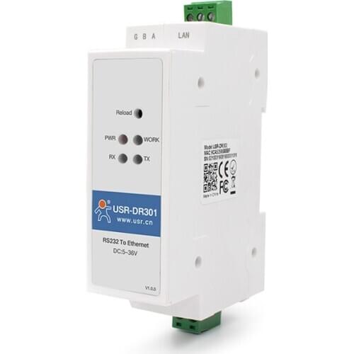 Data Transmission DIN-rail Serial port RS232 to Ethernet converter server USR-DR301 support Modbus RTU to TCP