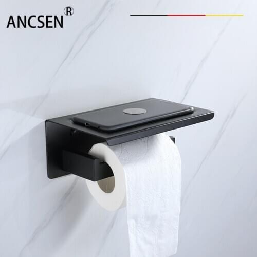 Flat Roll Holder Toilet Paper Towel Holder Paper Towel Hook Mobile Phone Rack Tissue Box Roll Paper Holder Bathroom Hardware