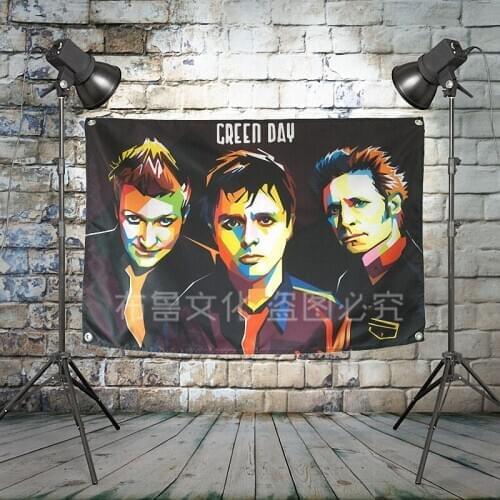 "GREENDAY" Pop Rock Band Poster Big Four-Hole Hanging Cloth Flags Personality Banners Music Studio Bar Cafe Dorm Room Home Decor