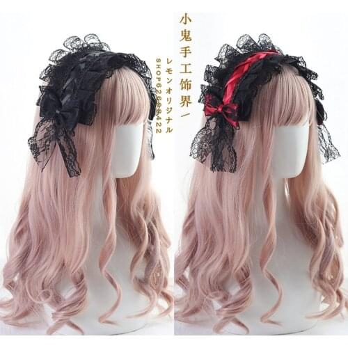 Palace Style Gothic Vintage Japanese Lolita Girl Headband Lace Bow Headwear Cosplay Hair band Hairpin Hair Accessories