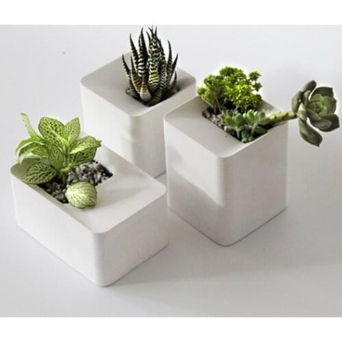 Mold for Concrete Planter Square Succulanter Flower Pot Moulds Cement Candlestick Making Tool