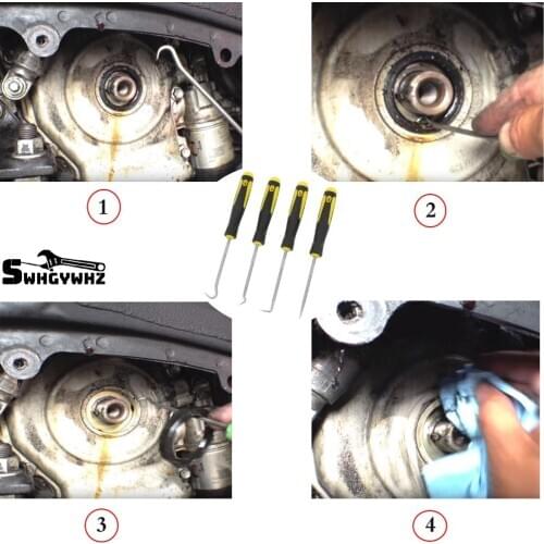 Durable Car Hook Craft Hand Tools 4Pcs Oil Seal O-Ring Seal Remover Pick Set