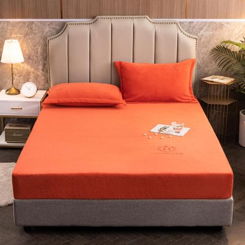 Bonenjoy Coral Fleece Bed Sheet Warm Soft Mattress Protector Single/Queen/King Size Flannel Fitted Sheet for Winter Bed Linen