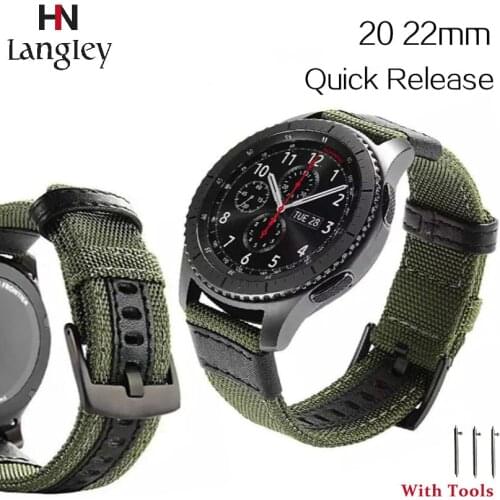 20 22mm Wristwatches Bands For Samsung Gear S3 Gear S2 Classic Woven Nylon Leather Watch Strap Military Sport Bands Dropshipping