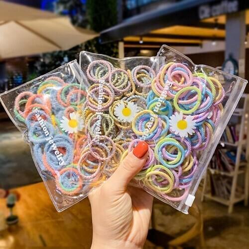 100 Pcs/Bag Children Cute Colors Nylon Elastic Hair Bands Baby Girls Lovely Sweet Scrunchies Rubber Bands Kids Hair Accessories