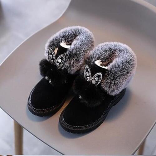 2021 Winter Children Snow Boots Flat Girls Princess Cotton Shoes Fashion Thick Velvet Short Tube Baby Boots