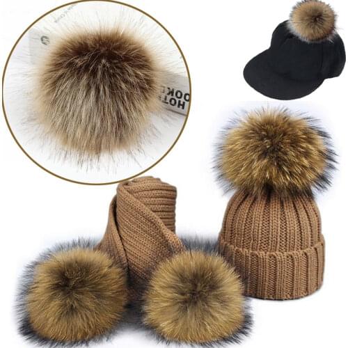Fake hair balls Hairball Pom Pom Hat top decoration DIY Ball Faux Fox Fur With Buckle PomPom Soft 10-12CM Cap Accessories