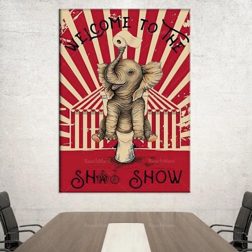 Elephant welcome to funny poster home decoration wall art print toilet decoration poster