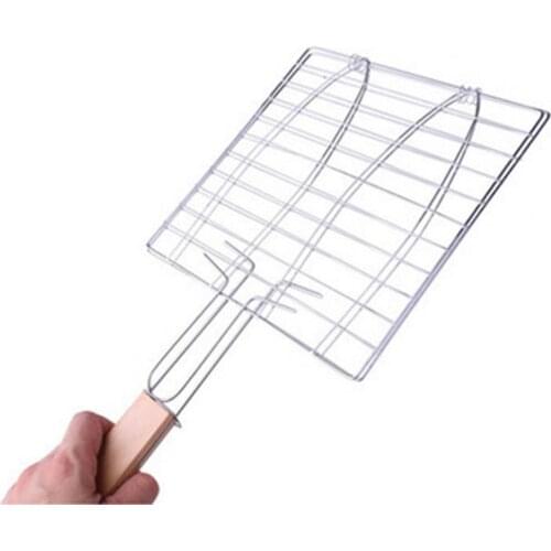 Barbecue net clip classic fish-shaped long handle household outdoor barbecue practical grilled fish barbecue vegetable rack