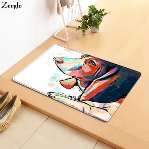 Zeegle Cute Dog Printed Doormat Welcome Mat Bathroom Shower Mat Foot Rug Home Entrance Rug Polyester Rug for Living Room Doormat