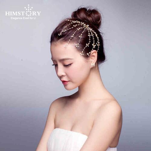 Himstory Rinestone Hairstick Bride Clump Handmade Vines Pearl Sweet Holiday Hairpins Wedding Bride Hairsticks Hair Accessories