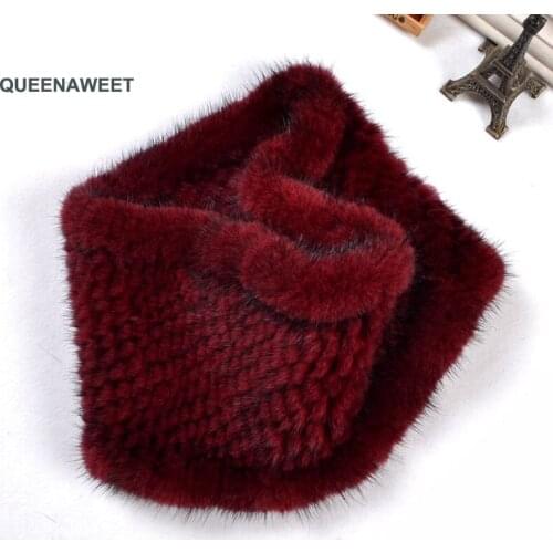 024 2019 Winter New Knitted Real Natural Mink Fur Scarf Lady 100% Real Mink Fur Shawl Women Fashion Knitted Wholesale Retail