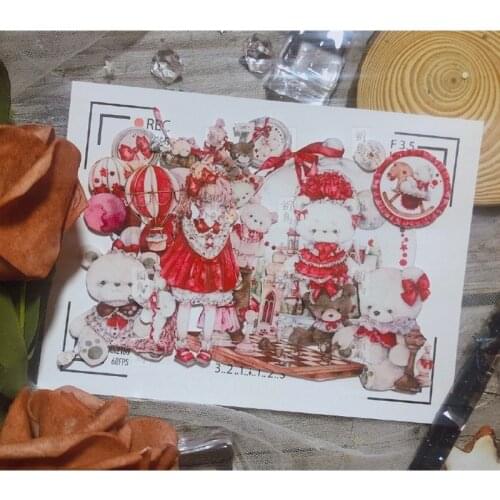 Journal Supplies Washi Tape 1 Loop Crystal Pet Paper Tape Cute Bear Taiwan Characters Collage