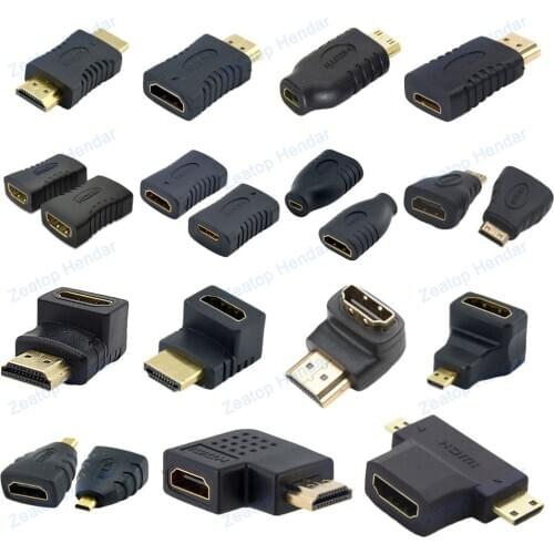 1Pcs HDMI Mini HDMI Micro HDMI Male Female Adapter Connector Right Angle 90 270 Degree 1 to 2 HDMI to HDMI Adaptor