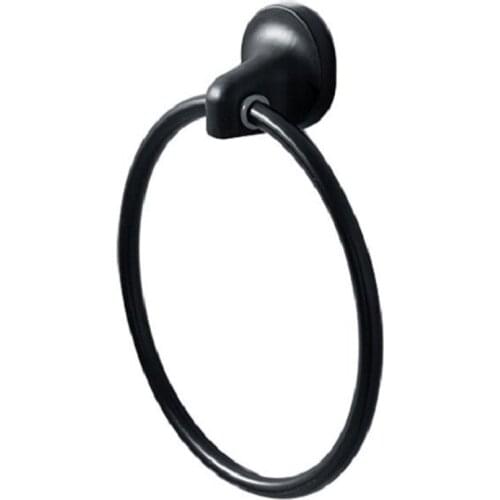 Matte Black Towel Ring for Bathroom 1 Pack, Kitchen Bath Towel Round Holder Hangers Wall Mount Heavy Duty Storage Space Aluminum