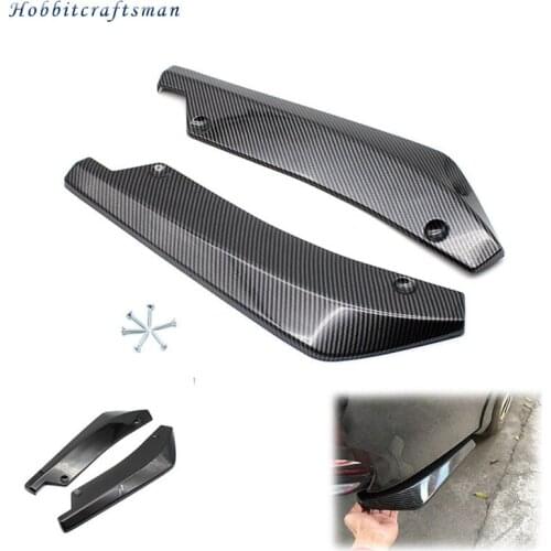 2Pcs Universal Car Rear Bumper carbon fiber pattern Lip Diffuser Splitter Spoiler Scratch Protector Car Accessories Exterior