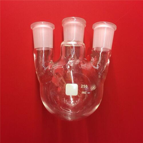 250ml,24/29*3,3-neck,Round bottom straight Glass flask,Lab Boiling Flasks,Three neck laboratory glassware