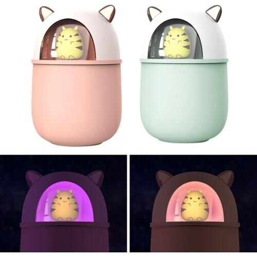 300ML Air Humidifier Cute Mouse Quiet Cool Mist Maker with Romantic Light Aroma Essential Oil Diffuser Cool Mist Maker Air