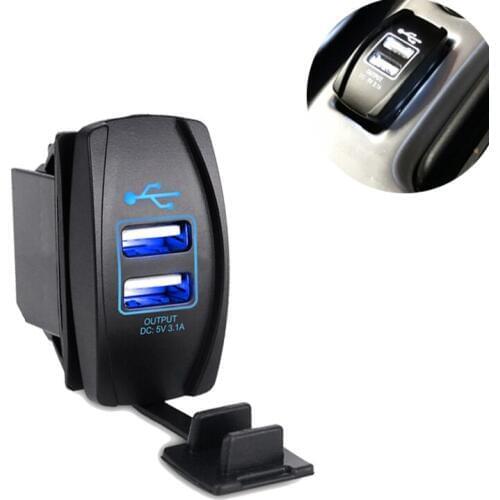 Truck ATV Boat 12v-24v 3.1A Dual USB Socket Charger Power Adapter Car Motorcycle USB Cigarette Lighter Adapter Outlet Auto
