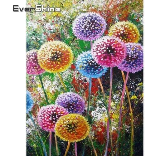 Evershine Diamond Embroidery Dandelion Diamond Mosaic Flower Full Square Landscape Diamond Painting Crystal Cross Stitch Home