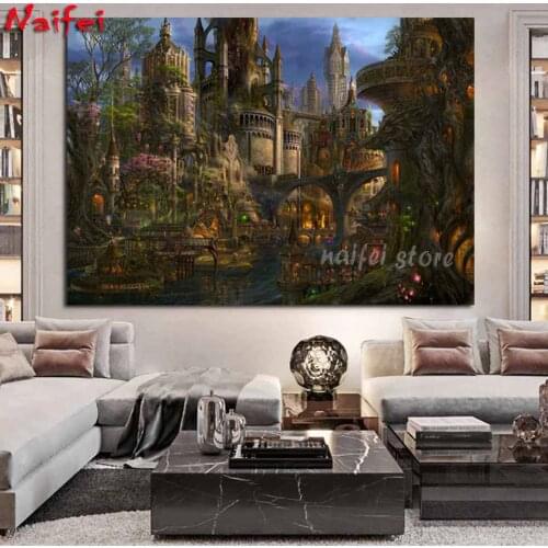 DIY Diamond Painting City Elven Castle Fantasy Town Full Square/Round Drill 5D Diamond Embroidery Sale Home Decor Gift