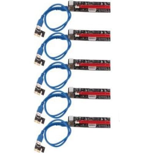 AU42 -5PCS 3In1 PCI-E Riser VER103C Express 1X 4X 8X 16X Extender PCI E USB Riser Adapter Card SATA 15Pin for BTC Mining
