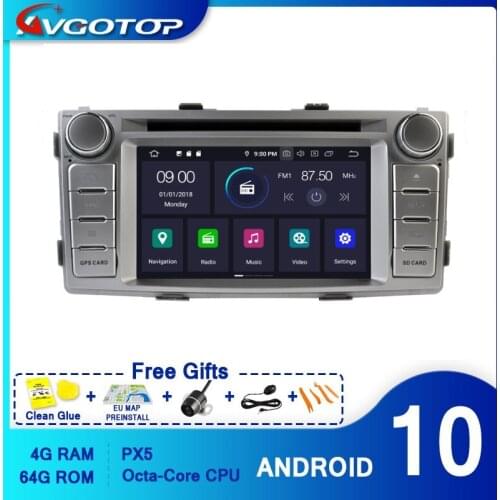 AVGOTOP Android 10 Auto Multimedia for TOYOTA HILUX 2012 GPS Wifi IPS MP3 Vehcile Radio System