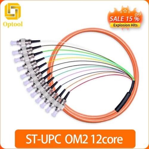 Free shipping ST/UPC OM2 MM Multi Mode Optical Fiber Pigtail 0.9mm Simplex 50/125,1-2 Meters