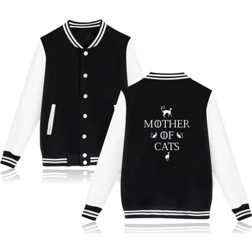 MOTHER OF CATS Baseball Jackets Bomber Jacket Men Women Unisex Sweatshirt Casual Harajuku Hoodies Jackets Uniform Outwear Coat