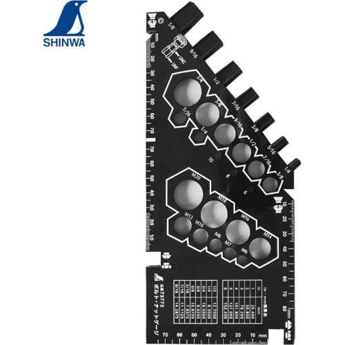 Bolt and Nut Gauge Screws Square Size Measuring Ruler ABS Inch Metric