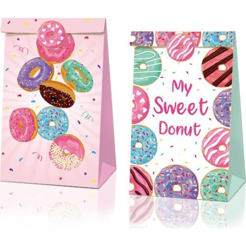 12pcs/set Donuts Paper Gift Bags Party Bag For Donuts Party Baby Shower Birthday Decor Candy Box Favors Event Party Supplies