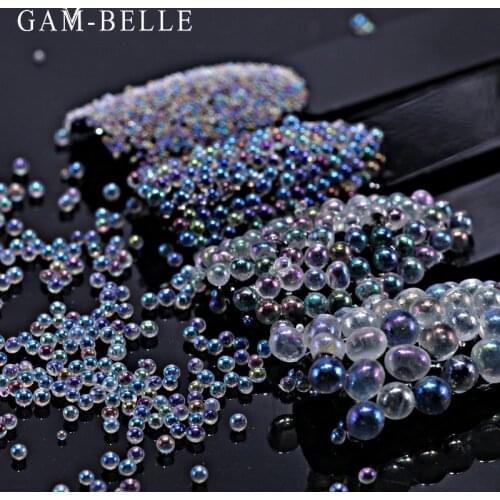 GAM-BELLE Caviar Beads Crystal Tiny Rhinestones For Manicure Glass Balls Micro Bead For Nail Decorations DIY Charms Accessories
