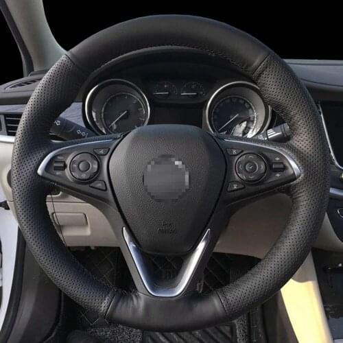 DIY Black Genuine Leather Car Steering Wheel Cover For Buick Envision Verano 2005-2015 Car Special Steering Covers