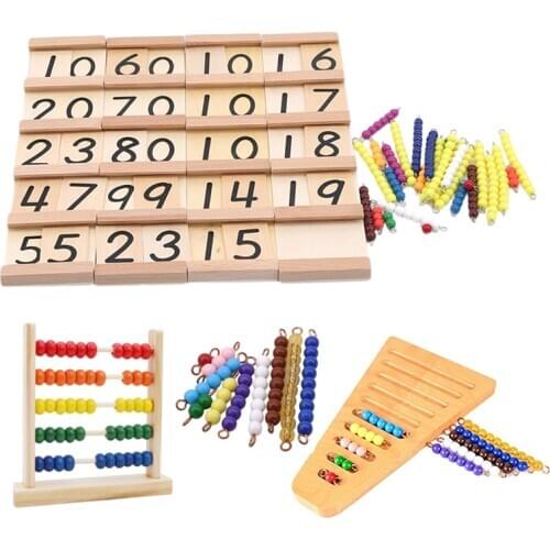 Simple Version Montessori Wood Seguin Teens and Tens Boards Color Beads Bar Toys For Children Early Childhood Preschool Training