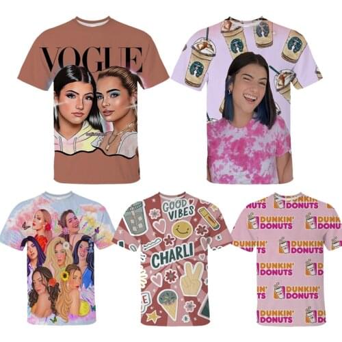 Charli DAmelio 3D Print T-shirts Baby 3D Funny T shirt Girls Tshirt O-Neck Short Sleeve Summer Tees Top Clothing Children Tees