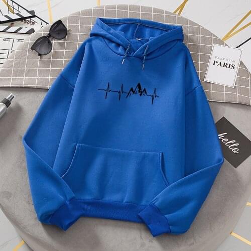 Hot Sale Thick Fashion Sportwear Funny Mountain Ecg Cool Printing Men Hoodies Warm Fashion Male Hoody Large Size Loose Hooded