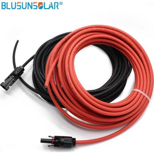 1 pair 3 meter 1x4mm2 solar cable with connector, red female, black male , solar panel cable connector