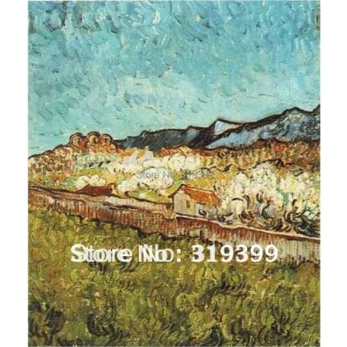 Linen Canvas Oil Painting reproduction, At the Foot of the Mountains by vincent van gogh,free DHL Shipping ,100% handmade