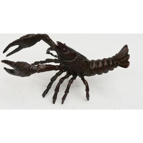 YIZHU CULTUER ART Collection Old China Bronze Exquisite Carving Lobster Statue pen rack Family Decoration Gift