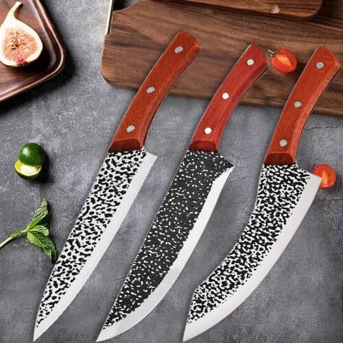 Handmade Forged Knife for Meat Bone Fish Fruit Vegetables Kitchen Knife High Carbon Steel Butcher Knife