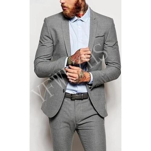 Handsome Groomsmen Notch Lapel Groom Tuxedos Mens Wedding Dress Man Jacket Blazer Prom Dinner (Jacket+Pants+Tie) A050