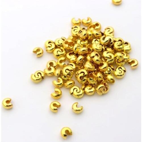 100pc 4mm Bronze Silver Color Metal Round Necklace Cord Chain Crimp End Beads For Jewelry Making Diy Bracelet Wholesae Supply