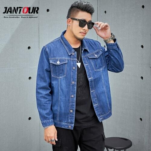 Jantour Big size 6XL 7XL 8XL Denim Jacket 2021 New Autumn Winter Classic Casual Jeans Jackets Fashion Hip Hop Male Streetwear