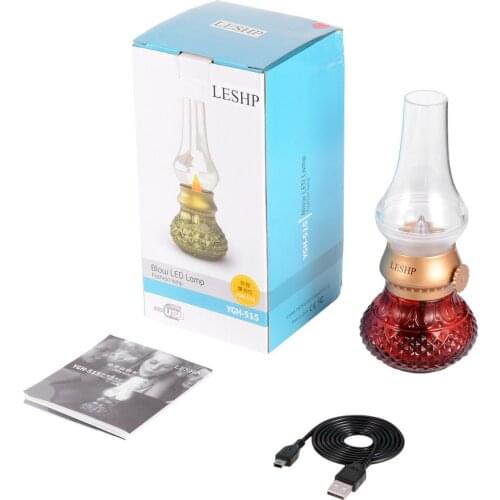 LESHP Retro Blow USB Rechargeable Blowing Control Adjustable Brightness LED Nightlight Table Lamp for Indoor & Outdoor