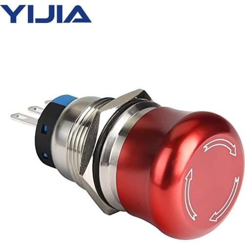 Small Head 19mm 1NO1NC Emergency Latching Stianless Steel Push Button Swicth 0.74" Mouting Hole GQ19-11ZS/S