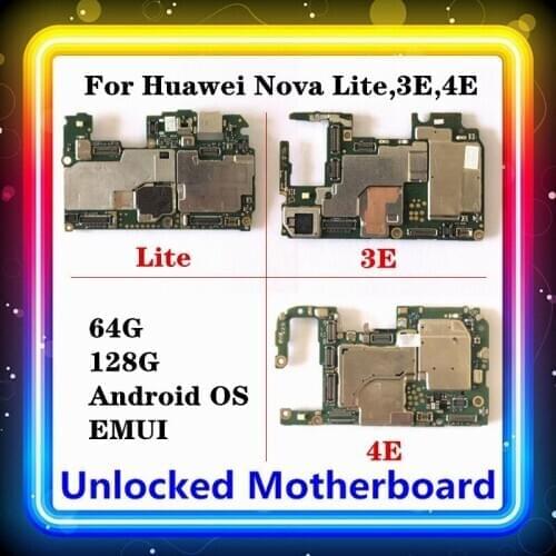 For Huawei Nova Lite,3E,4E Motherboard Original Replaced Clean Mainboard Full Chips Android EMUI Installed Logic Board 64G/128G