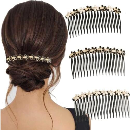 Haimeikang Fashion Ponytail Clip Hair Combs Women Rhinestone Pearl Barrettes New Hair Maker Bun Hair Accessories Hairpins