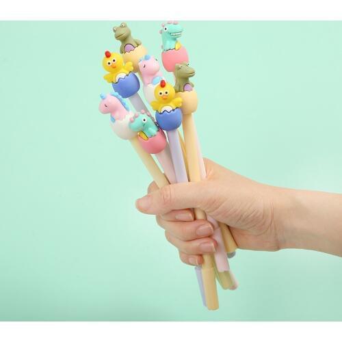 4pcs Baby Pets Gel Pen set Cute Dinosaur Unicorn Chicken Pens Ballpoint 0.5mm Black Color Ink Novelty Stationery School A6859