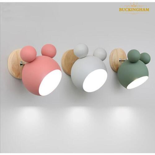 Wall lamp nordic wooden iron wall light sconce modern for diningRoom cafe bedside wall lamp macaroon steering head E27 85v-265v