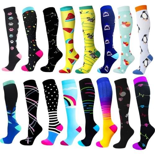 44 Styles New Compression Socks For Varicose Veins Men Women Golfs Cute Prints Socks Animal Unisex Outdoor Running Cycling Socks